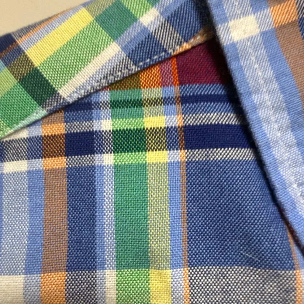 Ralph Lauren Boys Blue Multi Plaid Cotton Oxford Long Sleeve Button Down Shirt 7